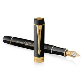 Parker Duofold 135th SE Black GT pióro wieczne, zestaw upominkowy z etui, końcówka M